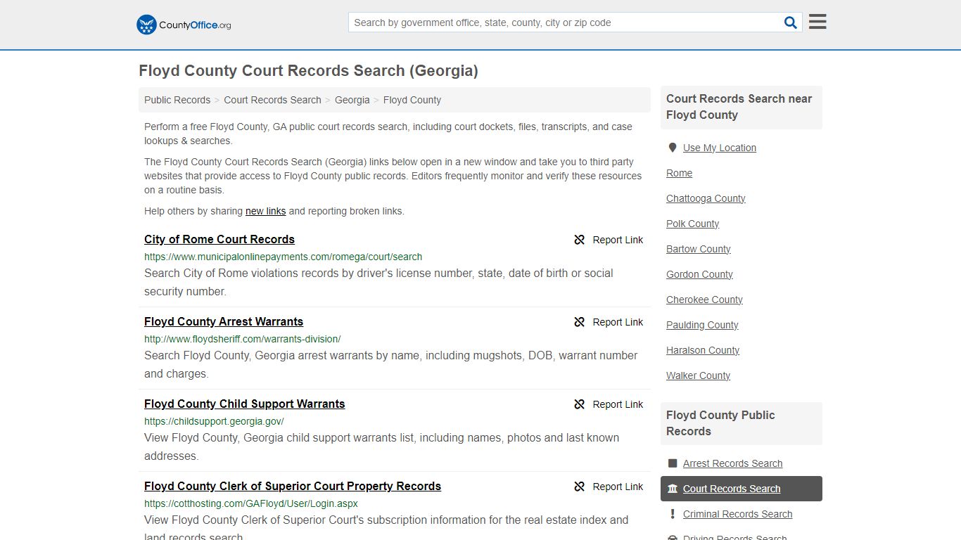 Floyd County Court Records Search (Georgia) - County Office